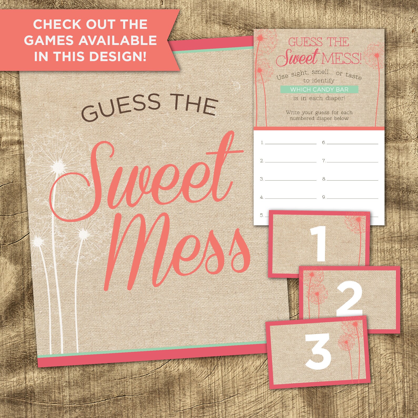 Baby Shower Games Coed Baby Shower Activities Mint and Etsy