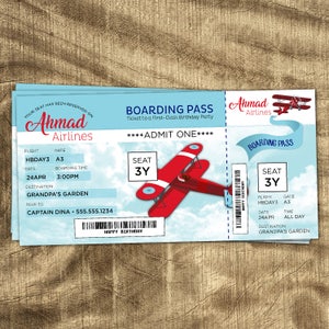 Airplane Theme Birthday Invitation, Boarding Pass Invitation, Birthday invitations for boys, Boys Birthday, Plane, Custom, 3rd Birthday,