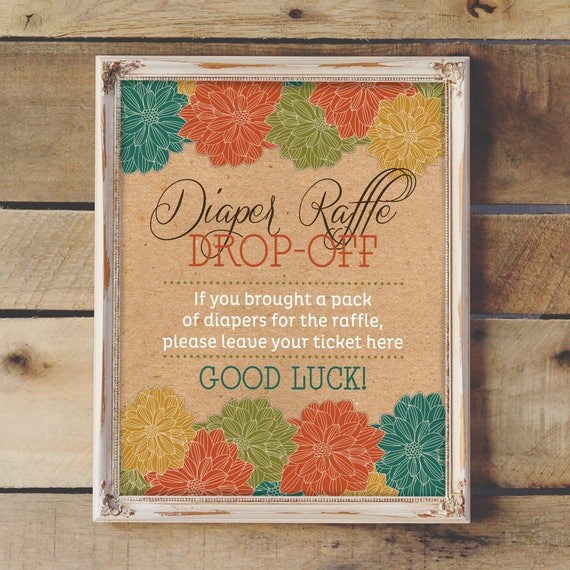 Diaper Raffle Dropoff Sign Baby Shower Sign Baby Shower Etsy