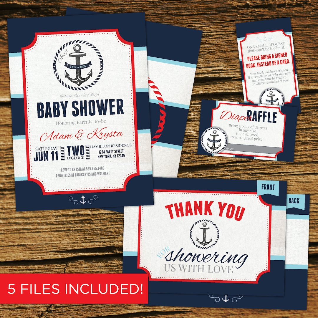 Nautical Baby Boy Shower Invitation Kit, Co-ed Baby Shower, Custom ...