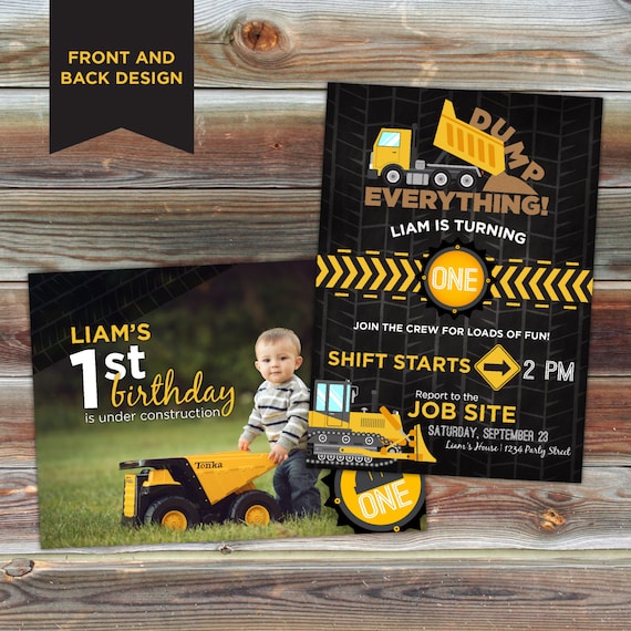 construction theme birthday invitation birthday invitations etsy
