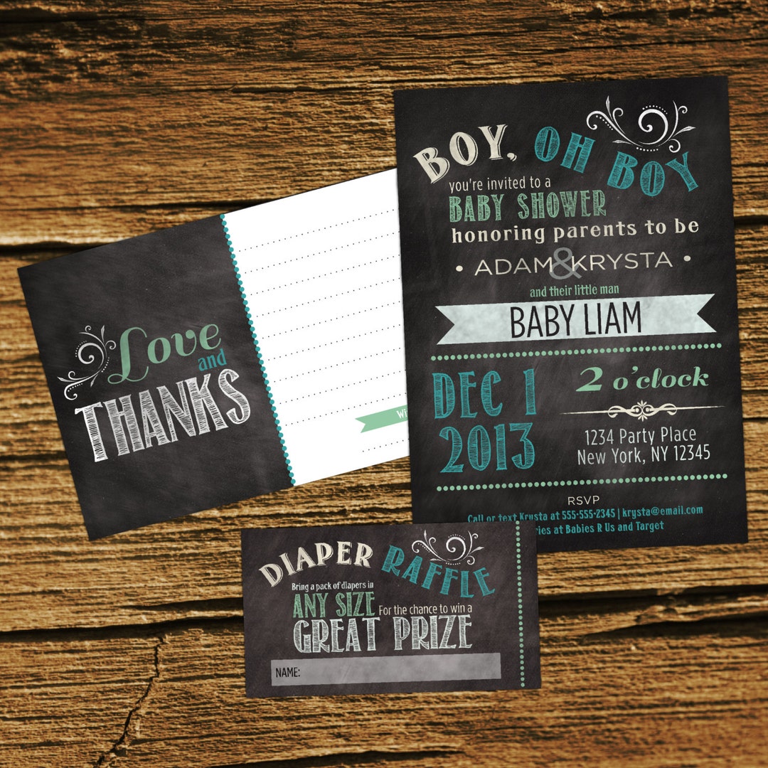 Baby Boy Shower Kit Chalkboard Party Kit Coed Baby Shower Etsy