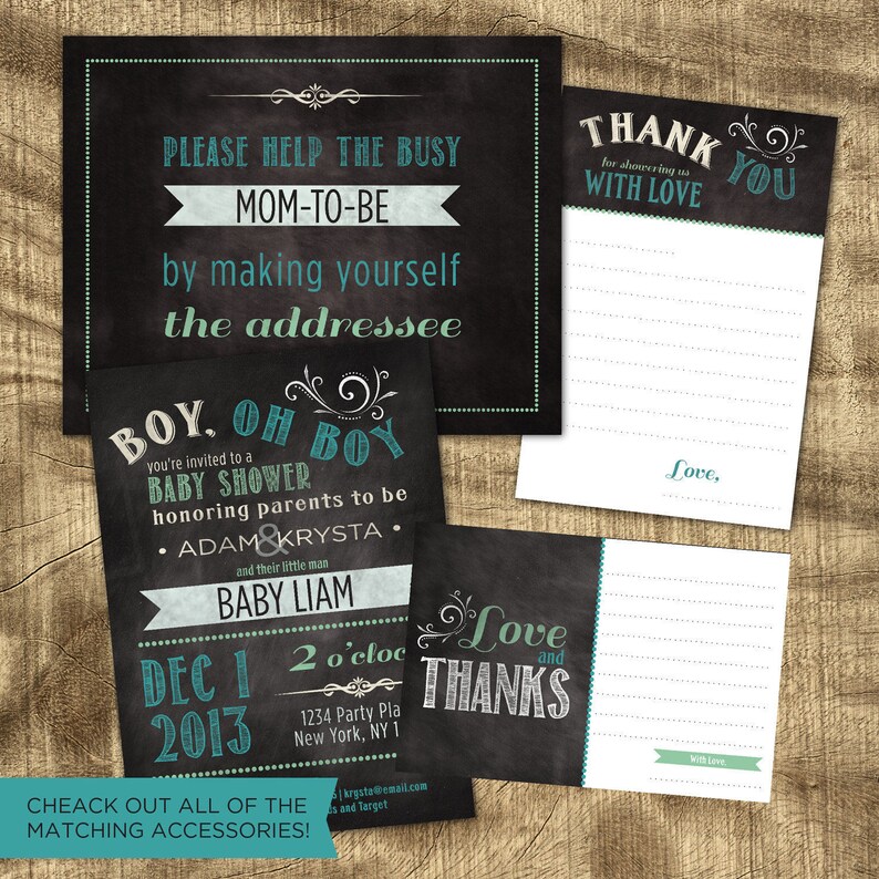 Baby Boy Shower Invitation Coed Baby Shower Custom Baby Etsy