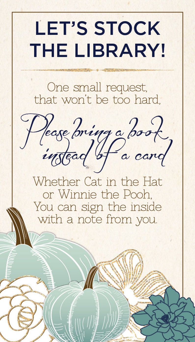 Vintage Pumpkin Gold Autumn Invitation Kit Sparkle Aqua Baby Boy Shower Rustic Fall Party Kit Chevron Floral Blue Navy Co-ed