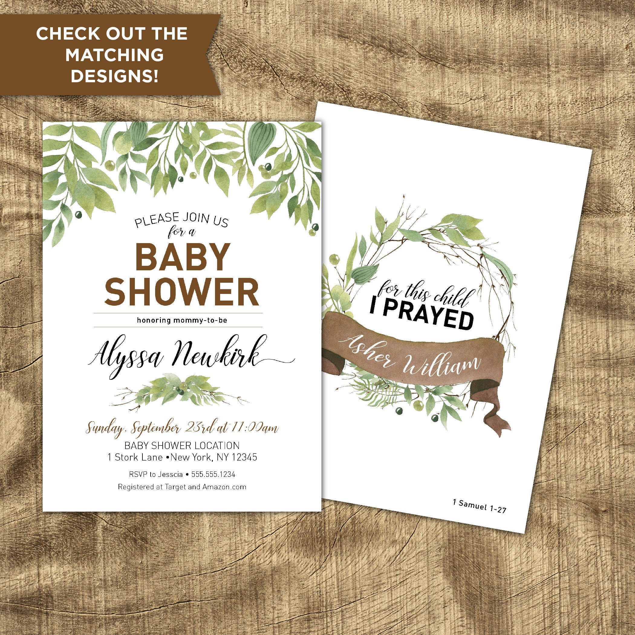 Succulent Baby Shower Game Cards - 'Match The Famous Parents' Pack Of 25, Gender Neutral, Greenery Theme - View #6
