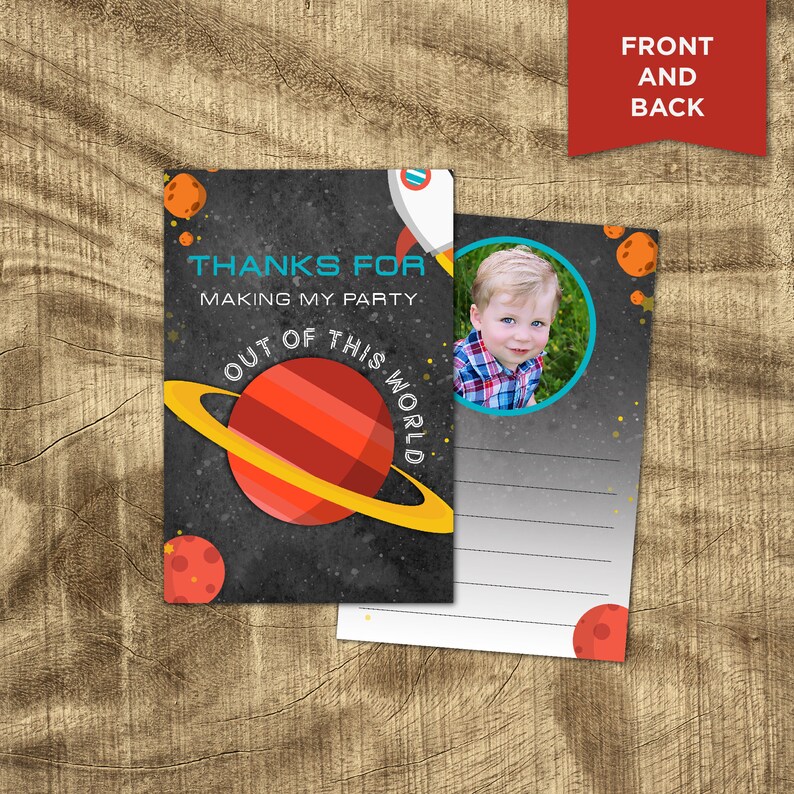 Space Birthday Invitation and Thank You Card Invitations for Etsy