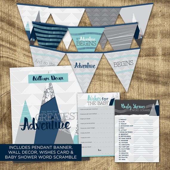 Adventure Theme Shower Decor Baby Boy Shower Decor Party Etsy