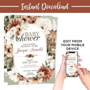 Editable Gender Neutral Baby Shower Invitation, Instant Download, Digital Invitation for boy, Religious Baby Shower Invitation Template