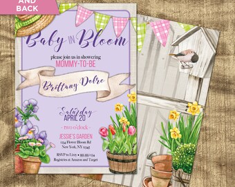 Baby in Bloom, Baby Shower Invitation, Baby Girl, Garden Baby Shower Invitation, Baby Shower Invite, Spring Baby Shower, Floral, Printable