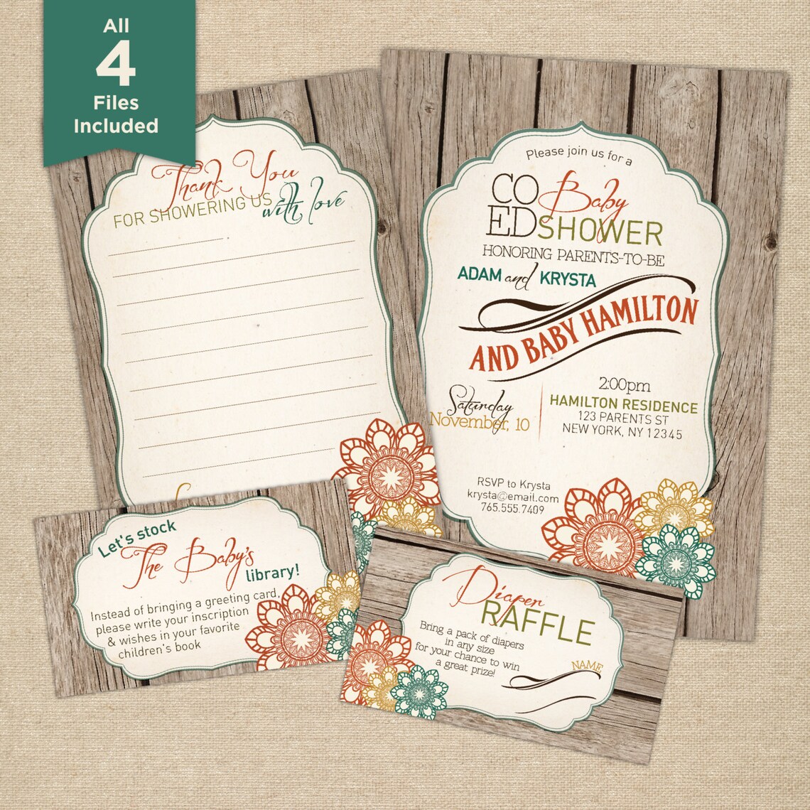 Baby Shower Invitation Kit Fall Coed Couples Gender Etsy