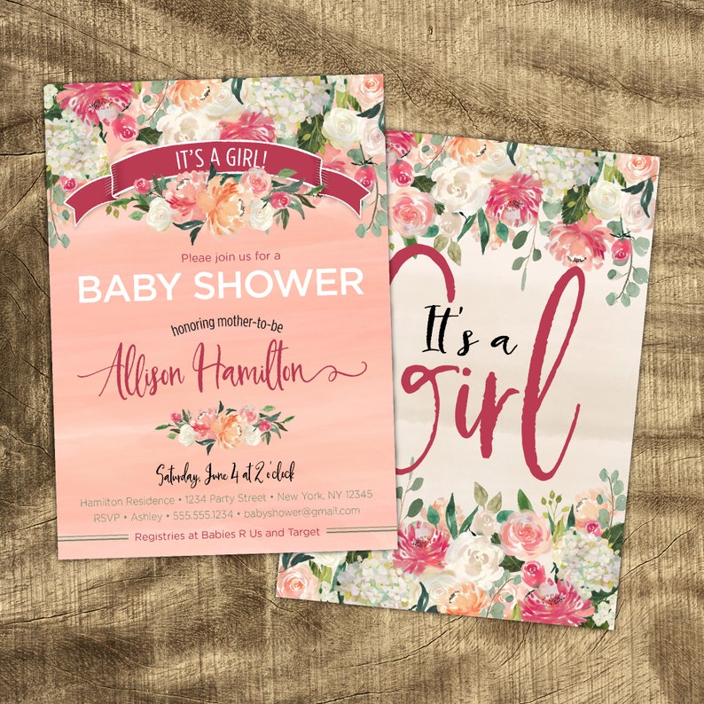 Baby Girl Shower Invitation Kit Rustic Coed Summer Shower Etsy