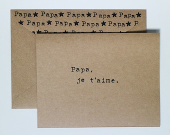 Simple Father's Day Card «Papa, je t'aime.» With matching envelope