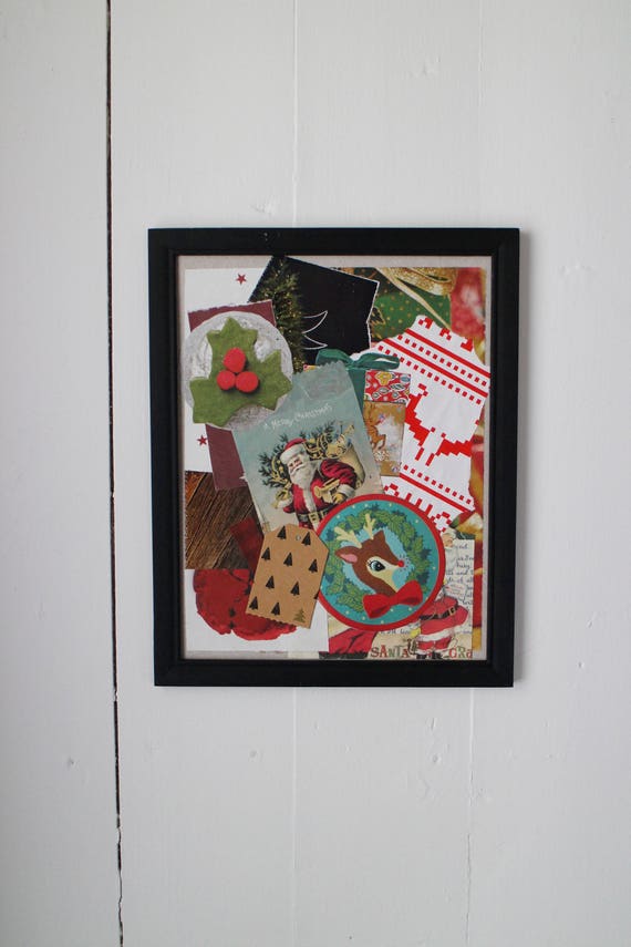 Framed Artwork Made From Recycled Materials Christmas Decoration Or Hostess Gift Idea