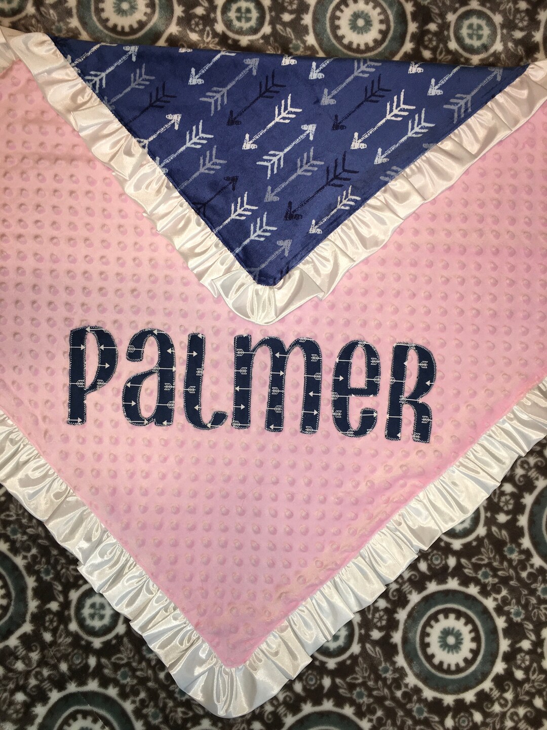 Personalized Baby Blanket With Ruffle Appliqued Name Minki Etsy UK