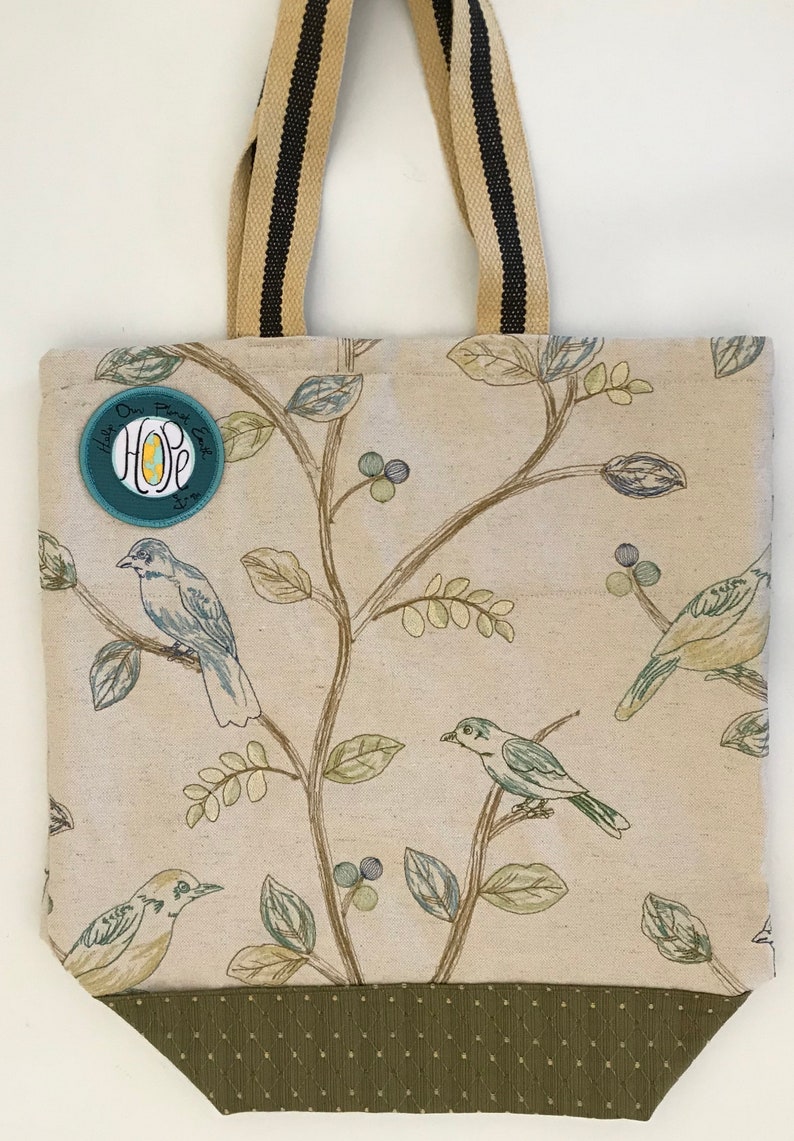 holds up to 25 lbs FREE SHIPPING Embroidered Bird with sculptured diamond contrast Reusable bag for clothing purchases washable