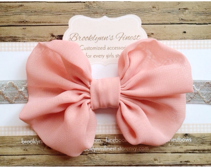 Peach Hair Bow Fancy Bow Baby Bow Photo Prop Newborn Photo Etsy