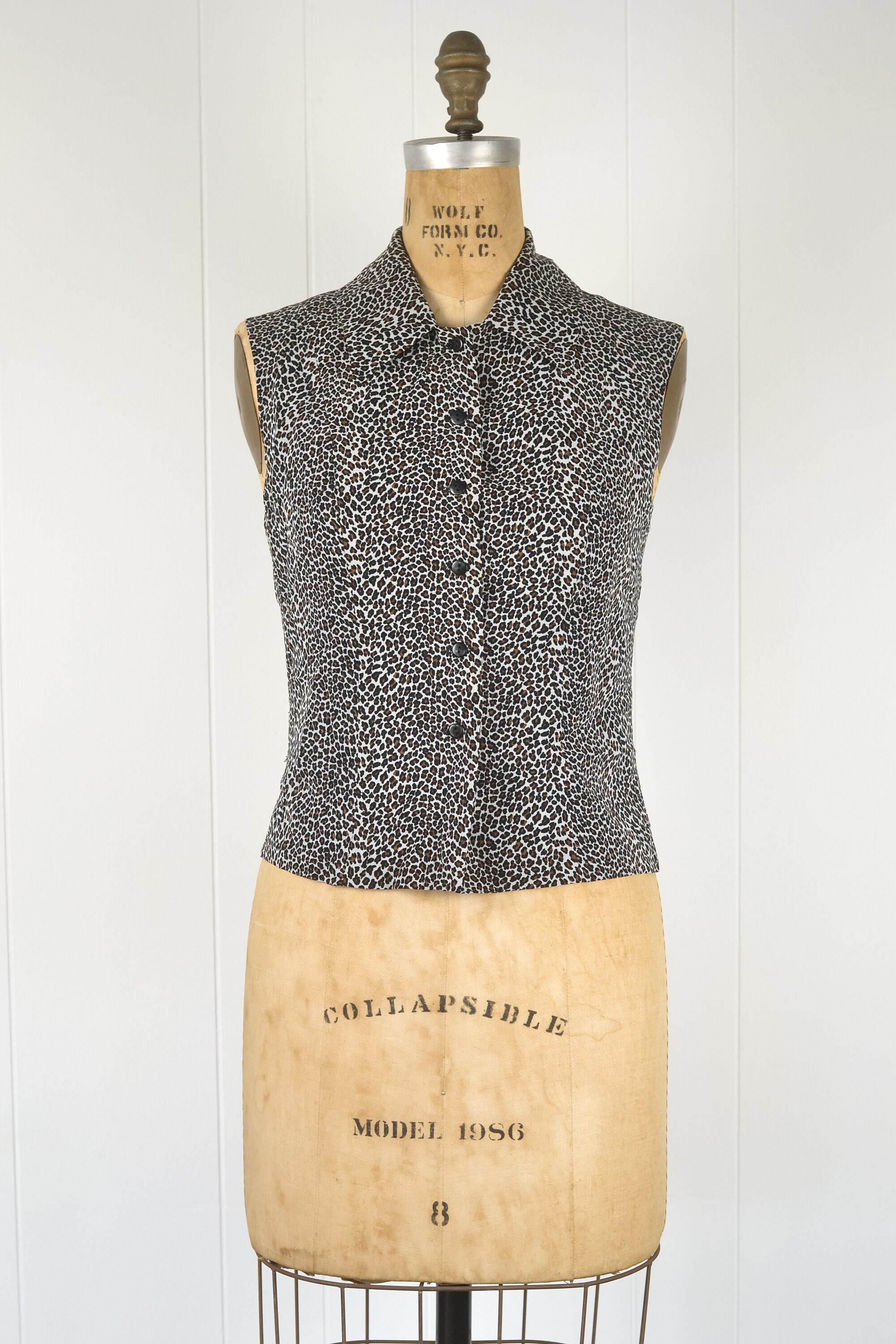 90s Vintage Leopard Cheetah Print Tank Top Vest / Made in France