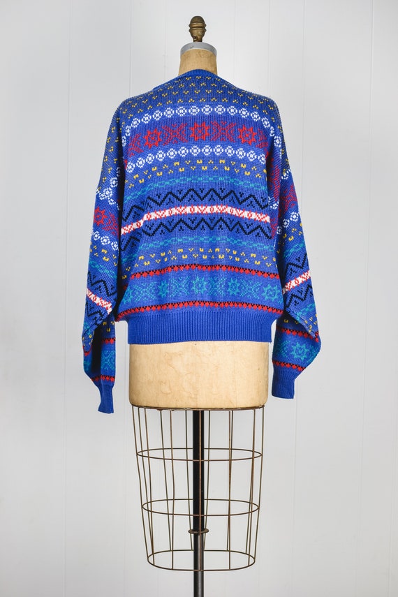 80s Vintage Blue Retro Oversized Sweater / 1980s … - image 3