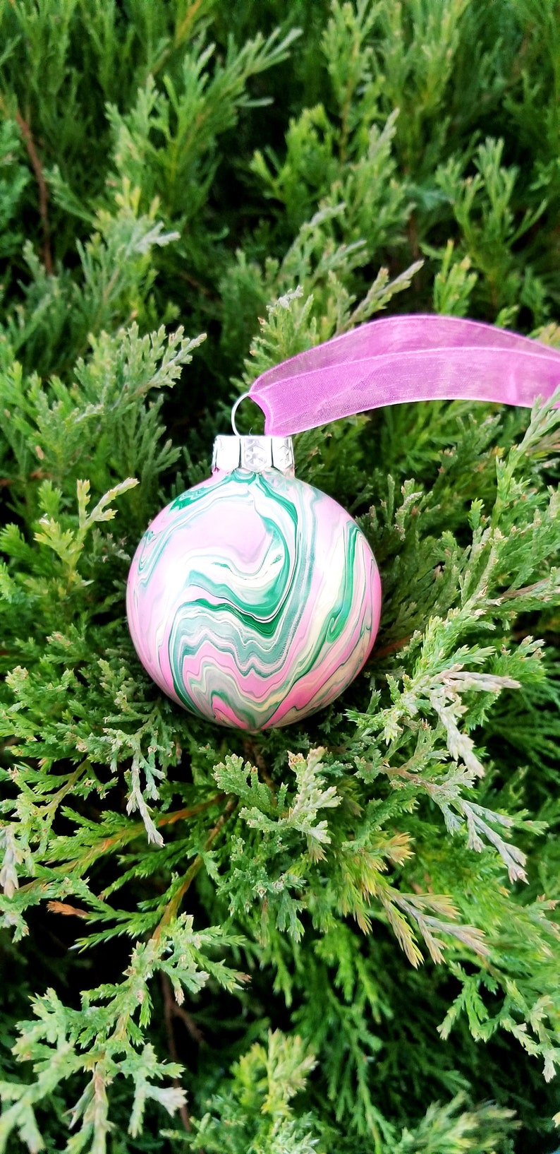 Hand Painted Christmas Ornament Acrylic Pour Paint Acrylic | Etsy