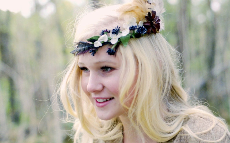Indian Summer Bridal Wreath Boho Hippie Rustic Country Woodland Wedding Headpiece Crown