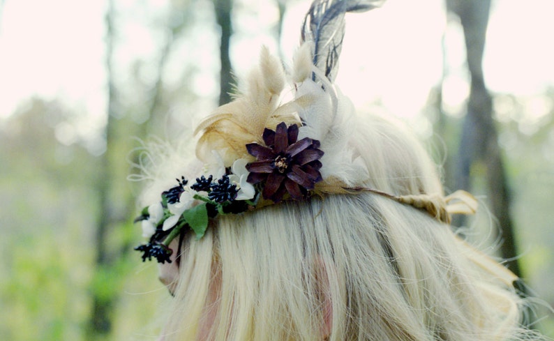 Indian Summer Bridal Wreath Boho Hippie Rustic Country Woodland Wedding Headpiece Crown
