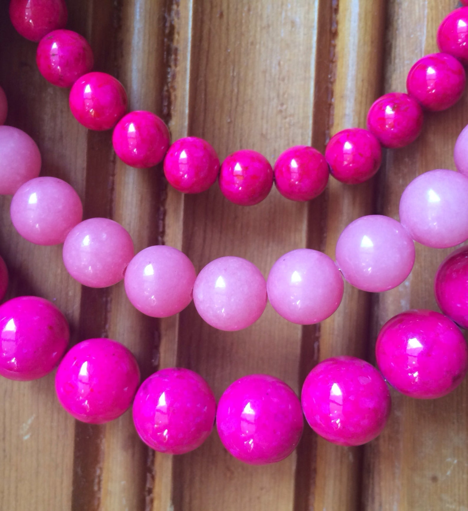 Chunky Layered Gemstone Necklace Pink Bubble Statement Etsy