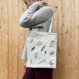 Floral Embroidered Canvas Tote Bag
