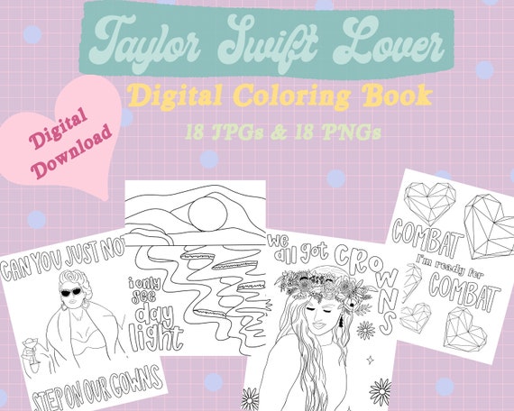 Download Taylor Swift Lover Coloring Book 18 Printable Coloring Pages Etsy