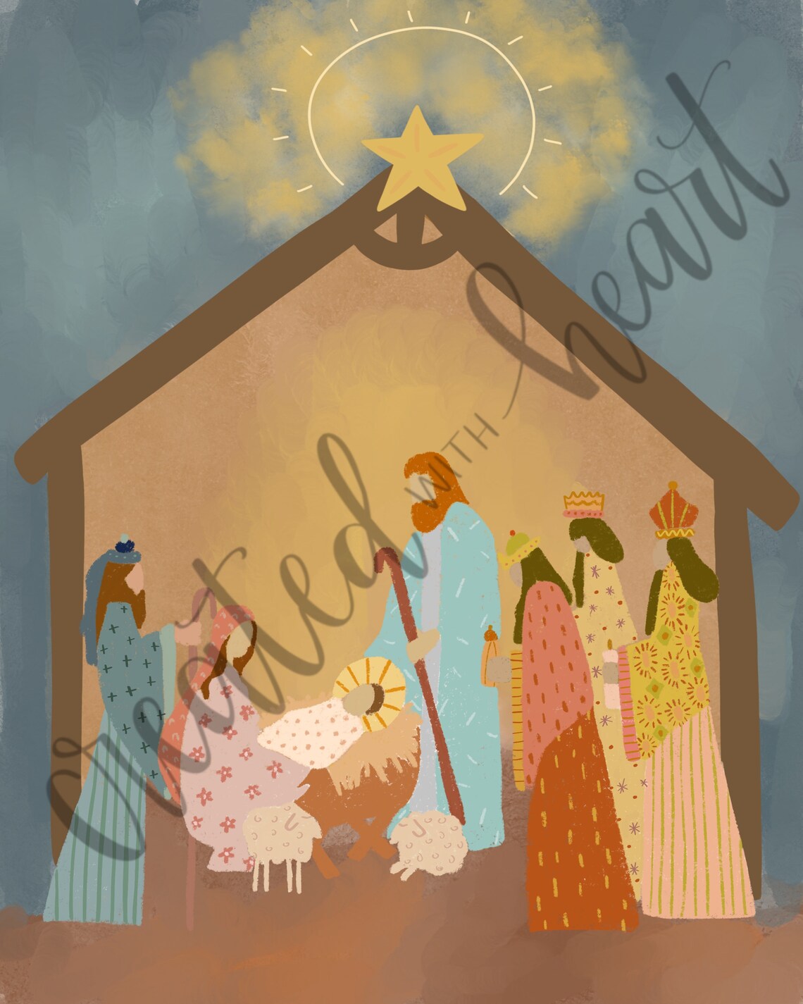 Nativity Print Nativity Scene Printable Nativity Set Print - Etsy