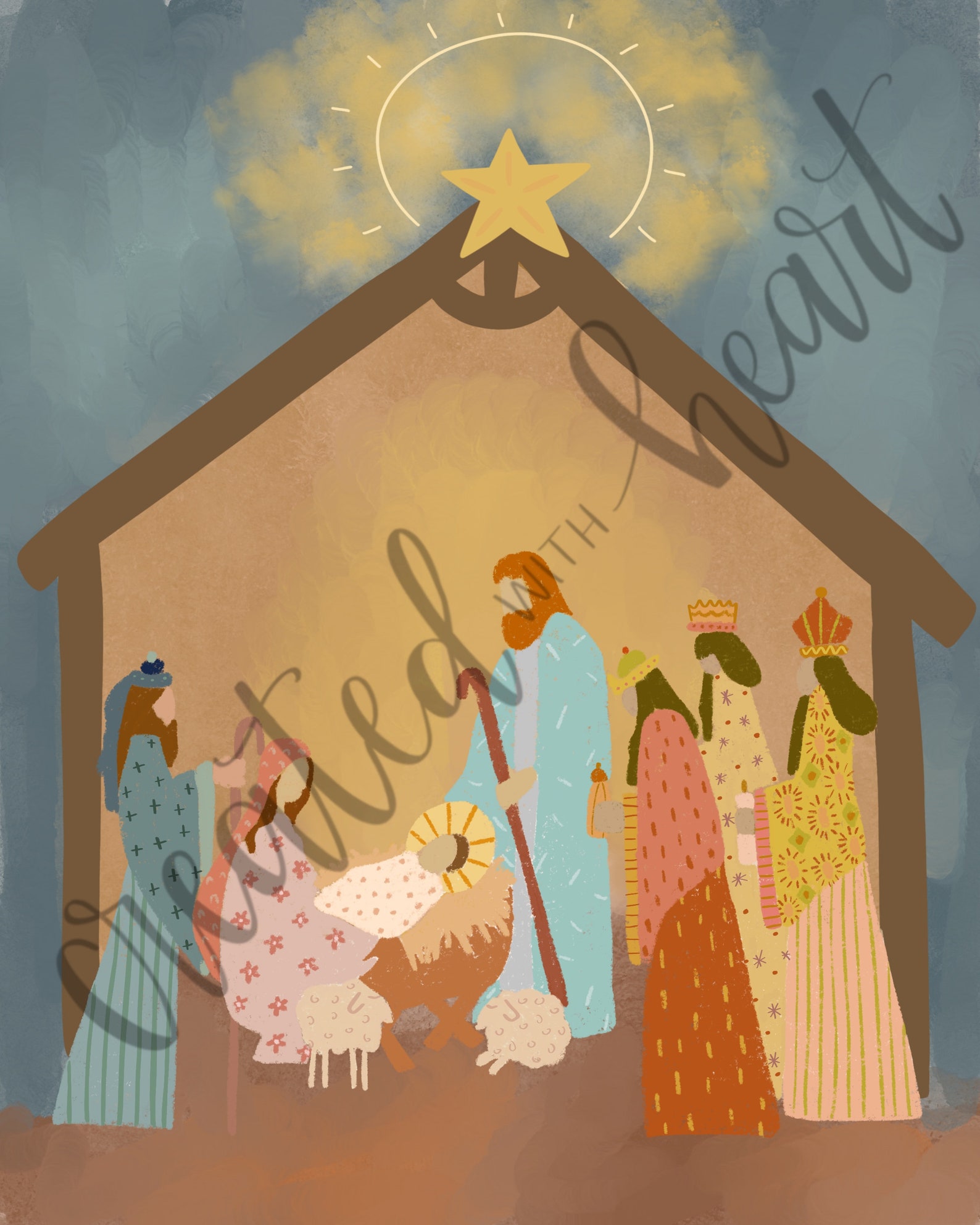Nativity Print Nativity Scene Printable Nativity Set Print - Etsy