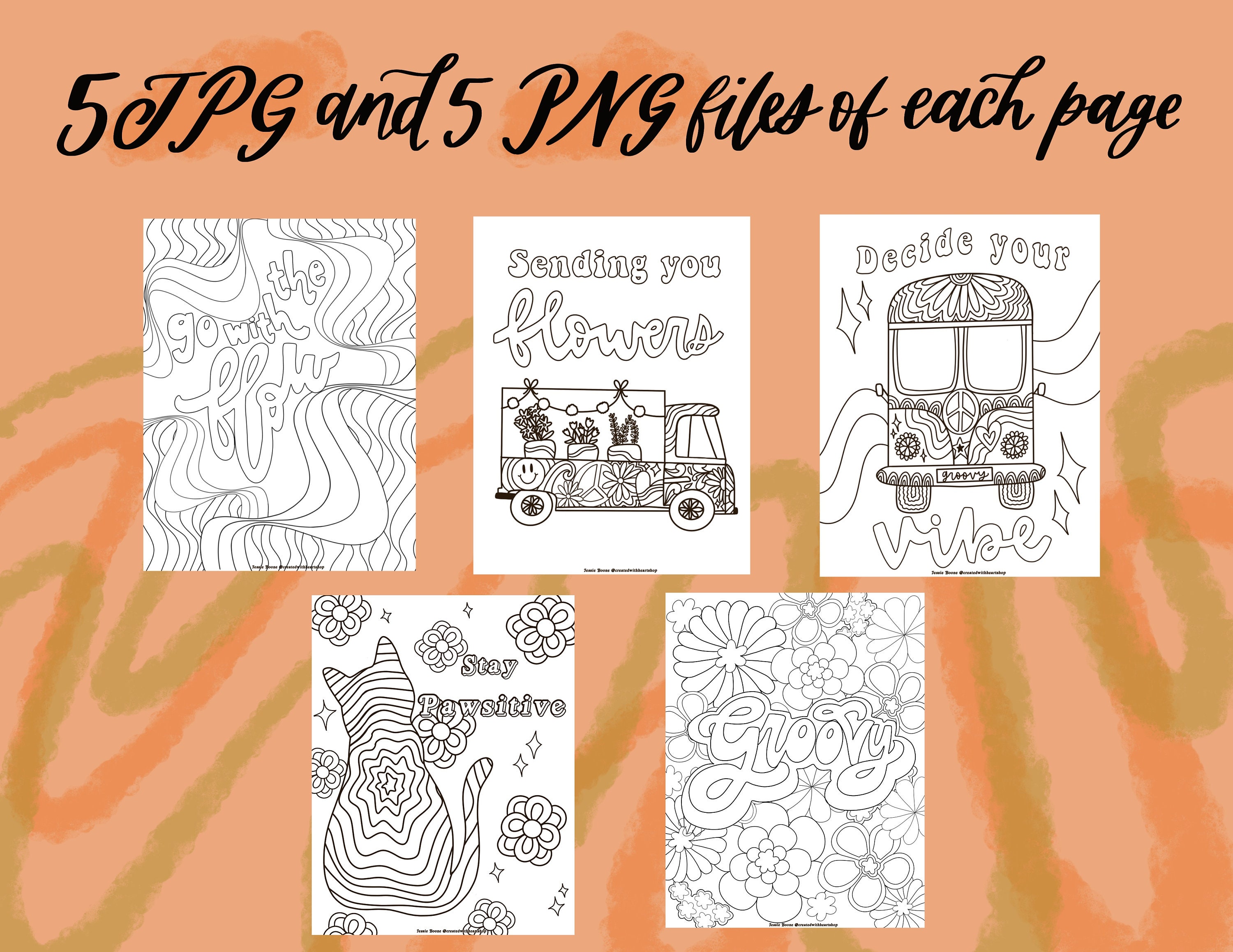 70s Groovy digital coloring book - Il Fullxfull.2310460953 E3pe 