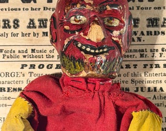 19 Jahrhundert antiker Guignol Teufel Puppet