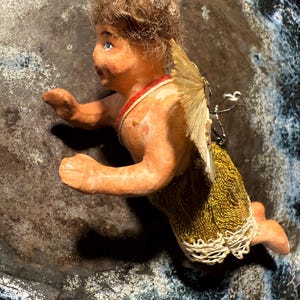 antique Santos crèche figure wax Christmas angel