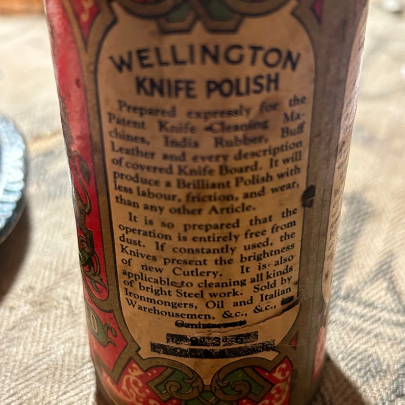 Victorian tin of John Oakley Knife Polish antique image 5