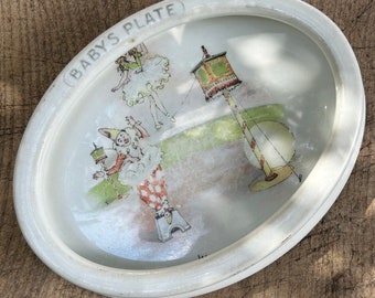 Beautiful antique  little circus fairground baby dish bowl