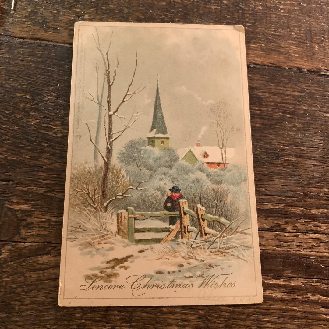 Antique Christmas Card Postcard Etsy UK