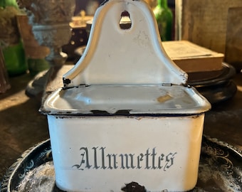 antieke Franse brocante allumettes match hangende blikken doos