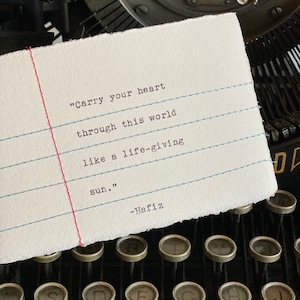Stitched Note - "Trage dein Herz wie eine lebensspendende Sonne durch diese Welt" Hafiz