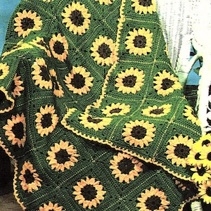 Este magnífico afgano de girasol traerá la primavera directamente a tu sala de estar.