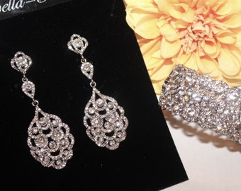 bridal earrings, bridal chandelier earrings, long wedding earrings, crystal earrings, wedding earrings