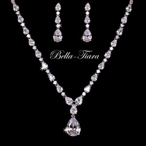 cz jewelry set, bridal necklace and earring set, crystal bridal necklace, cz bridal necklace set, crystal necklace, wedding necklace set