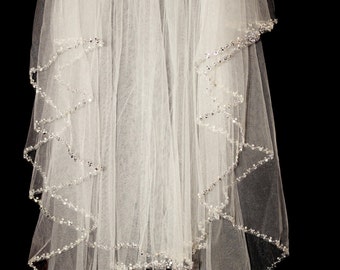 ivory wedding veils with crystals