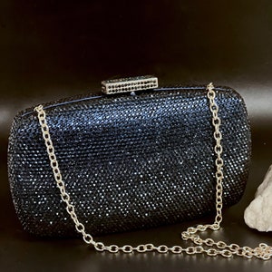 Navy blue crystal clutch evening purse, swarovski crystal navy purse, crystal blue evening bag, swarovski clutch purse