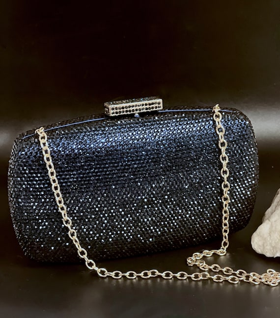 Navy blue crystal evening purse, swarovski crystal navy purse, crystal blue  evening bag, swarovski clutch purse