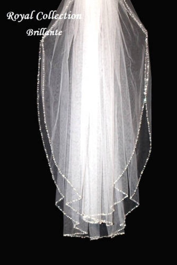 Crystal edge veil beaded wedding veil 