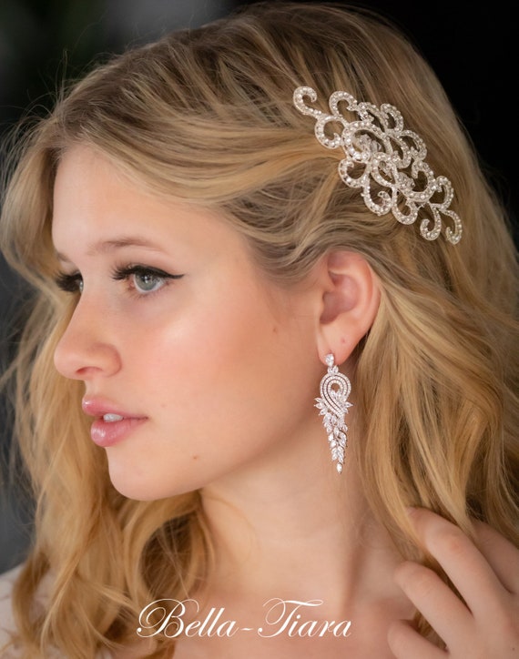 Bridal Drop Earrings Crystal Drop Earrings Wedding Long Etsy