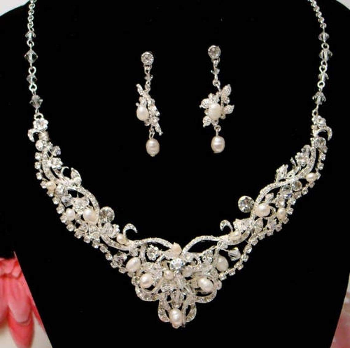 Wedding necklace set bridal ivory pearl necklace set Etsy