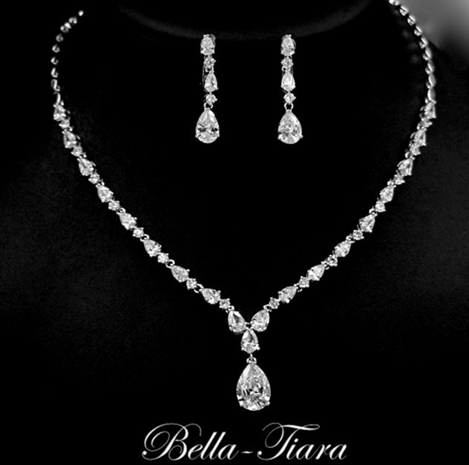 Wedding Necklace Set Cz Jewelry Set Bridal Necklace and Etsy