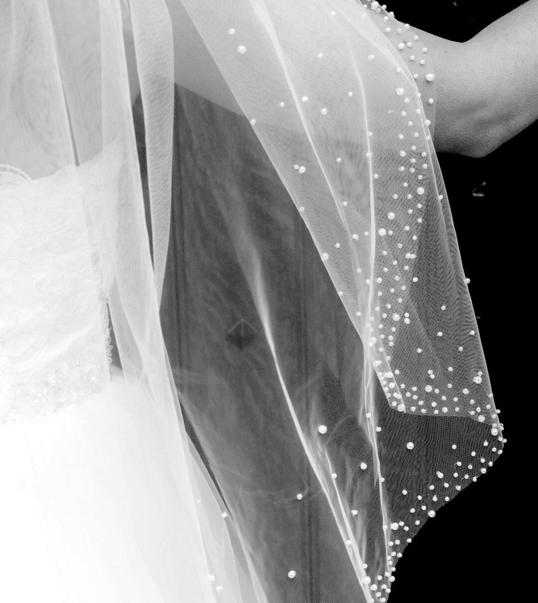 Pearl Edge Wedding Veil Pearl Trim Wedding Veil Veil With Etsy