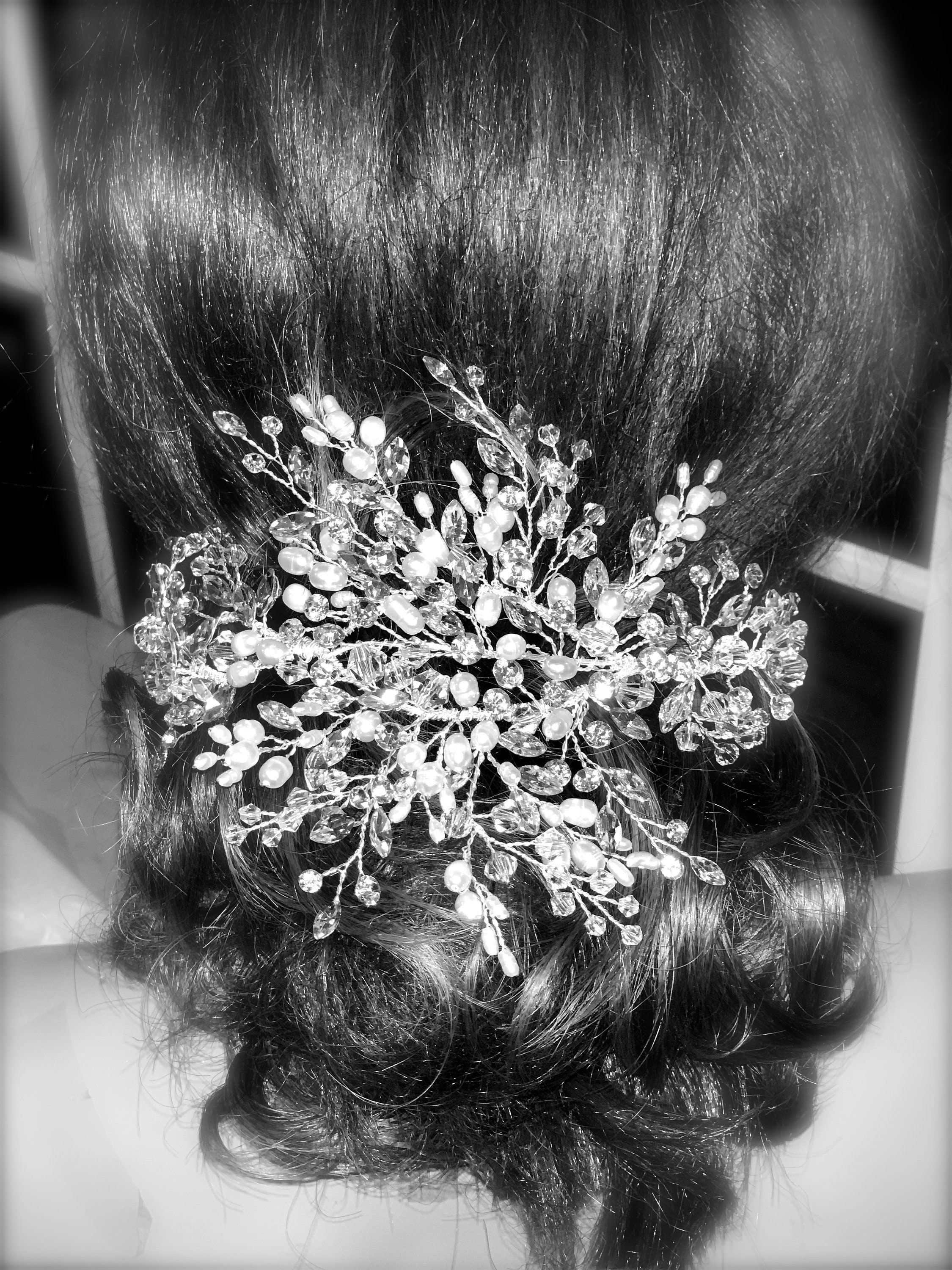 Crystal hair vine for bride wedding pearl hair vine crystal Etsy